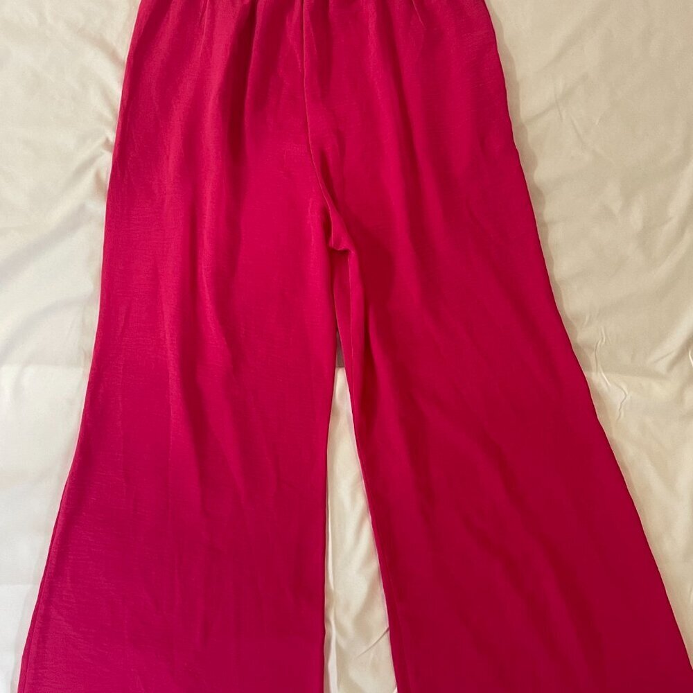 Tullia. Women's pink casual wide-leg pants. Size XL. Made in Vietnam. - Picture 3 of 10